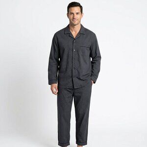 Vintage Jones New York 100% Cotton Unisex Pajama Set Black Blue White Micro Dot